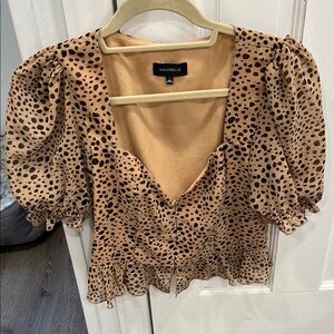 MAJORELLE Brown Polka Dot Blouse